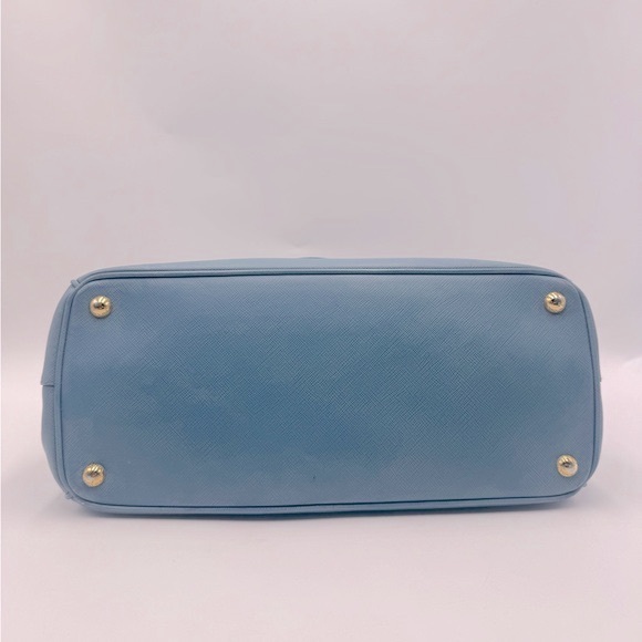Auth Prada Double Zip Light Blue Saffiano Leather Lux Galleria Tote Bag Preloved - Picture 8 of 16